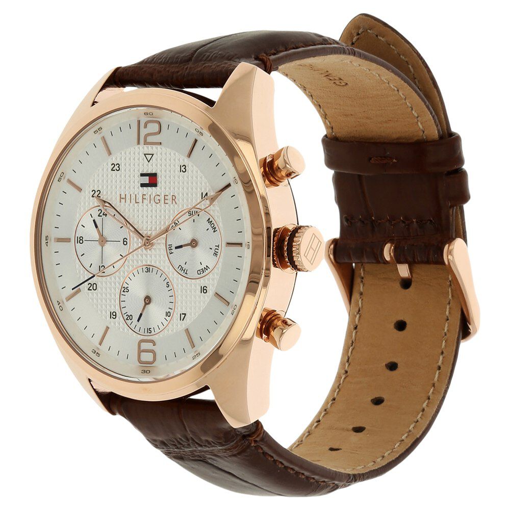 Tommy Hilfiger Quartz Multifunction White Dial Leather Strap Watch for Men-NCTH1791183