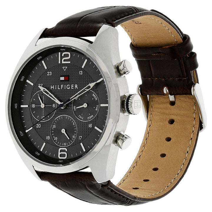 Tommy Hilfiger Quartz Multifunction Grey Dial Leather Strap Watch for Men-NATH1791184