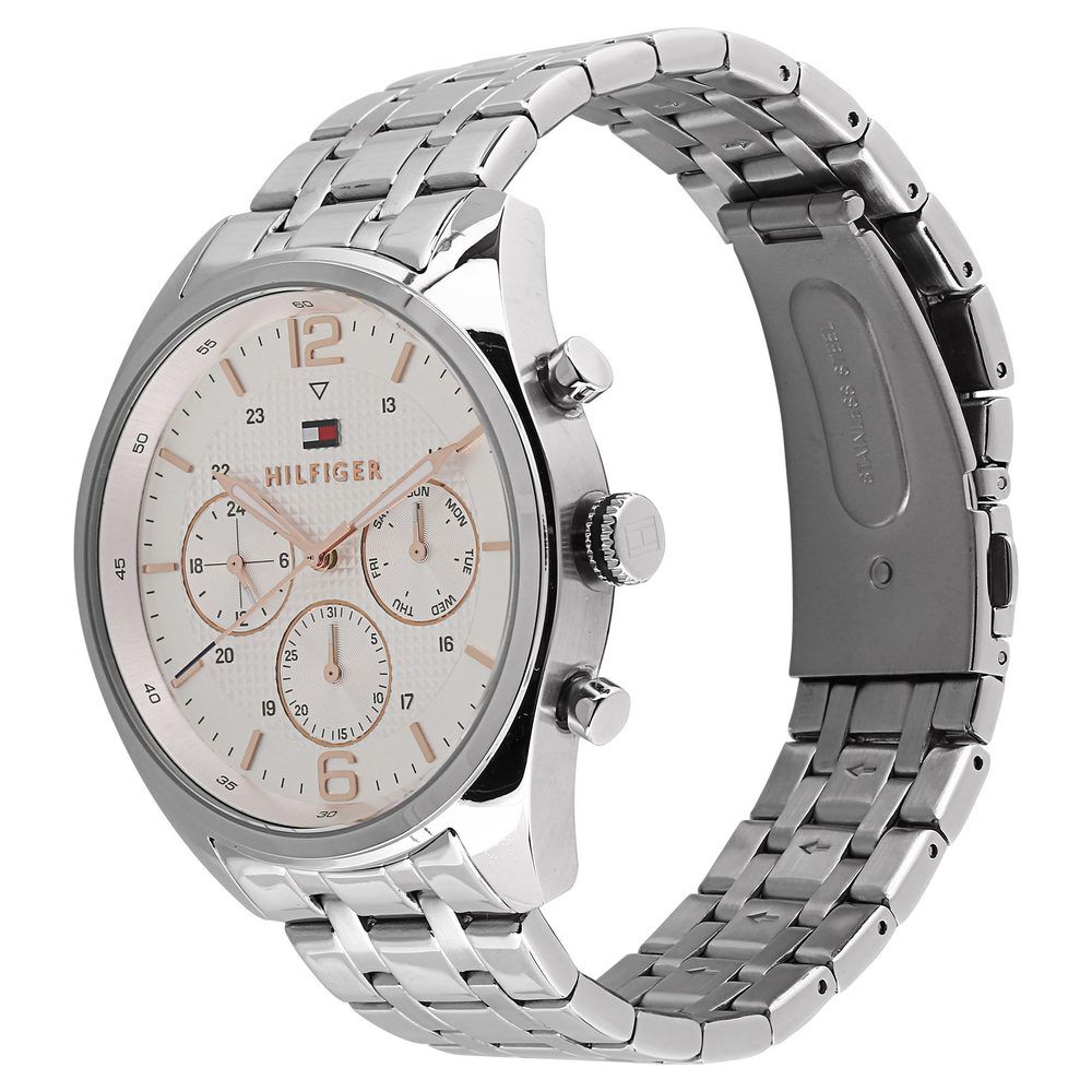 Tommy Hilfiger Quartz Multifunction Silver Dial Metal Strap Watch for Men-NCTH1791186W