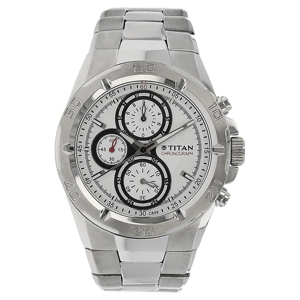 Titan Chronograph Silver Dial Stainless Steel Strap watch for Men - The Watch Factory ®
