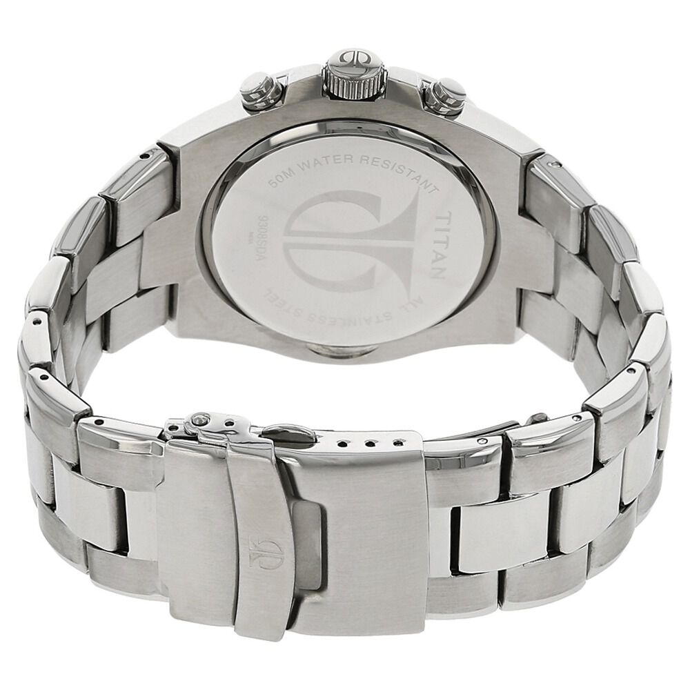 Titan Chronograph Silver Dial Stainless Steel Strap watch for Men NS9308SM01