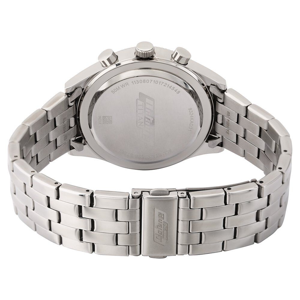 Titan Quartz Multifunction Black Dial Stainless Steel Strap Watch for Men-NL9324KM01