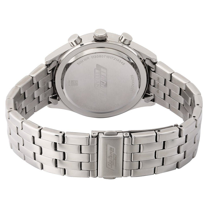 Titan Quartz Multifunction Black Dial Stainless Steel Strap Watch for Men-NL9324KM01