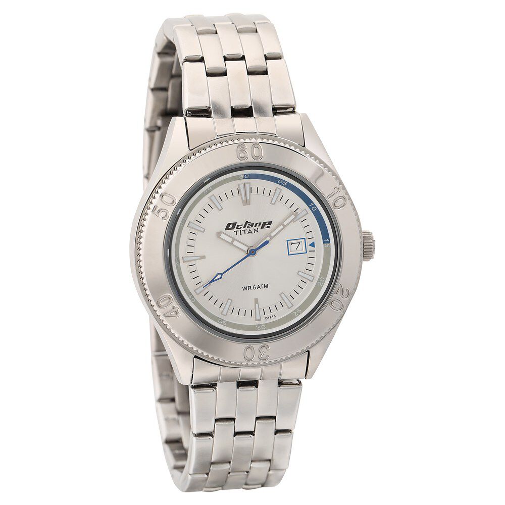 Titan Octane Silver Dial Analog with Date Stainless Steel Strap Watch ...