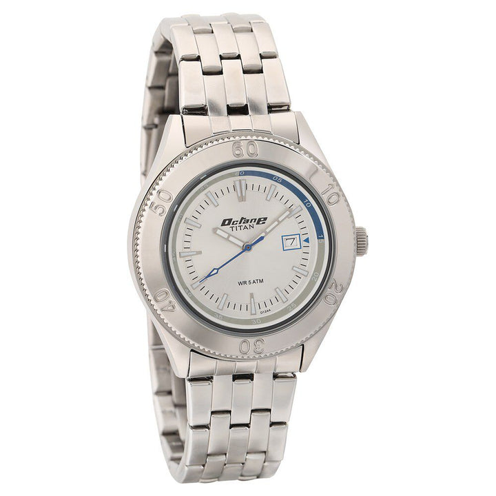 Titan Octane Silver Dial Analog with Date Stainless Steel Strap watch for Men-NL9324SM02