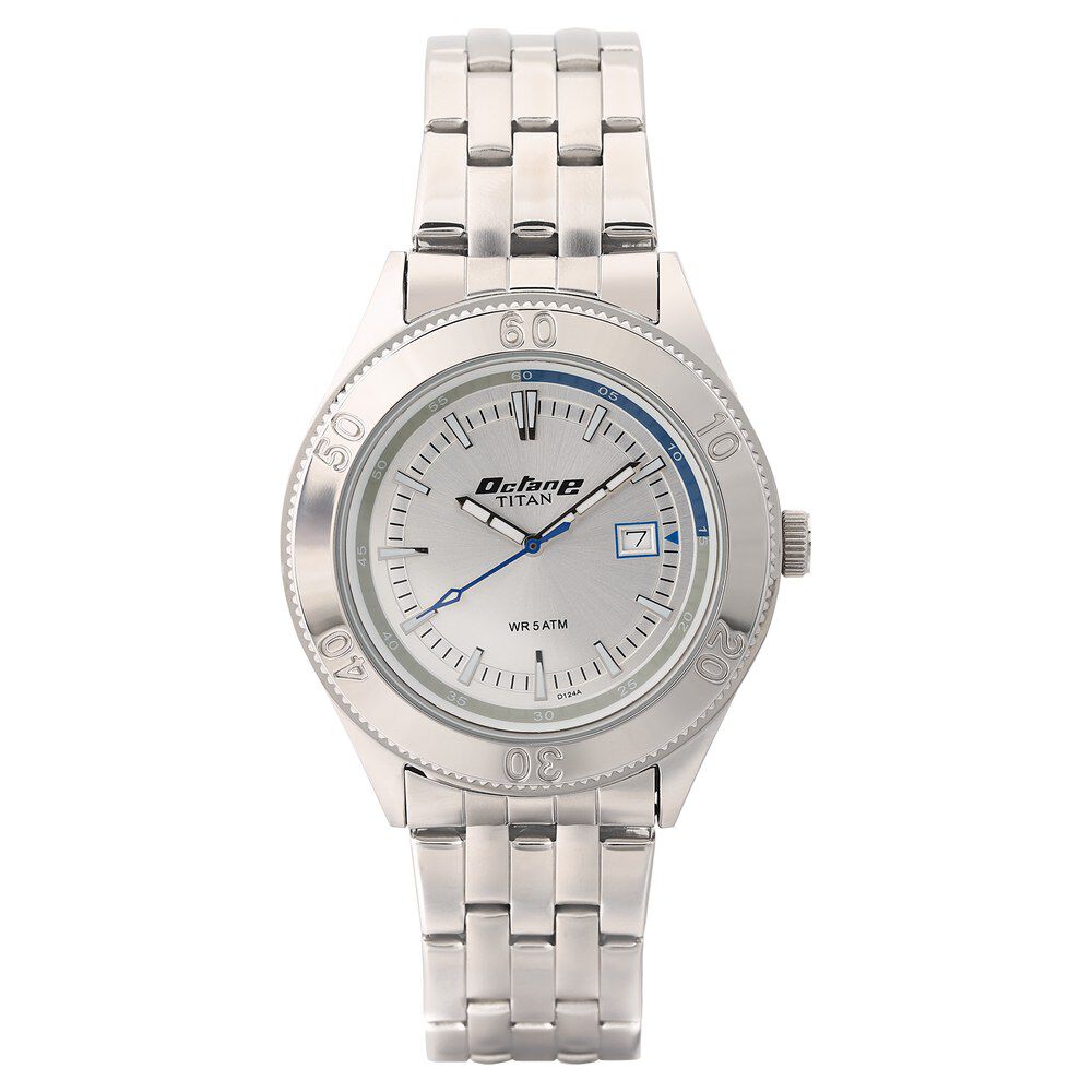 Titan Octane Silver Dial Analog with Date Stainless Steel Strap watch for Men-NL9324SM02