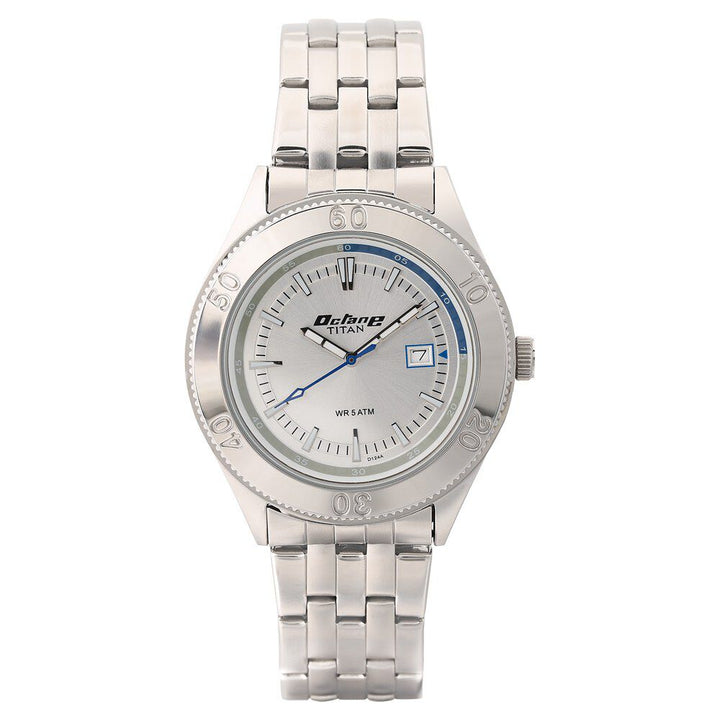 Titan Octane Silver Dial Analog with Date Stainless Steel Strap watch for Men-NL9324SM02