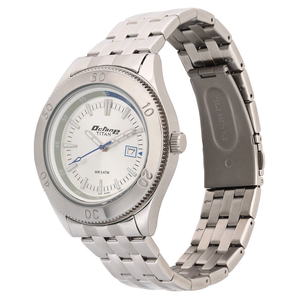 Titan Octane Silver Dial Analog with Date Stainless Steel Strap watch for Men-NL9324SM02