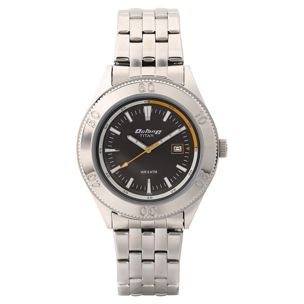 Titan Octane Grey Dial Analog with Date Stainless Steel Strap watch for Men-NL9324SM06