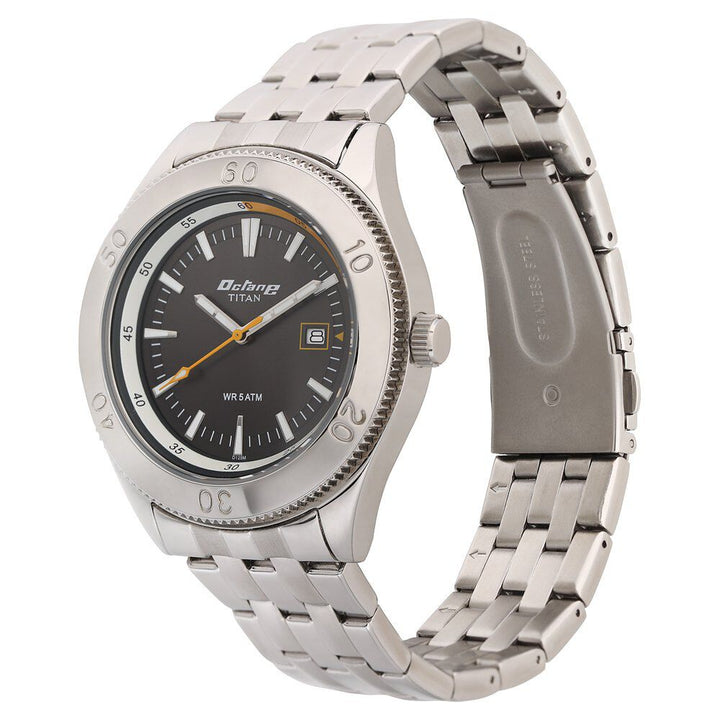 Titan Octane Grey Dial Analog with Date Stainless Steel Strap watch for Men-NL9324SM06