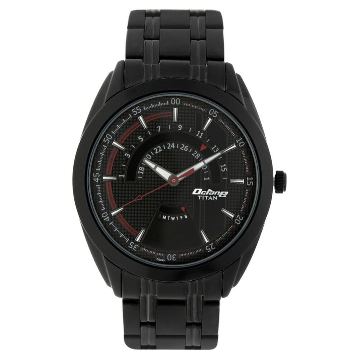 Titan Quartz Analog Black Dial Metal Strap Watch for Men-NS1582NM01
