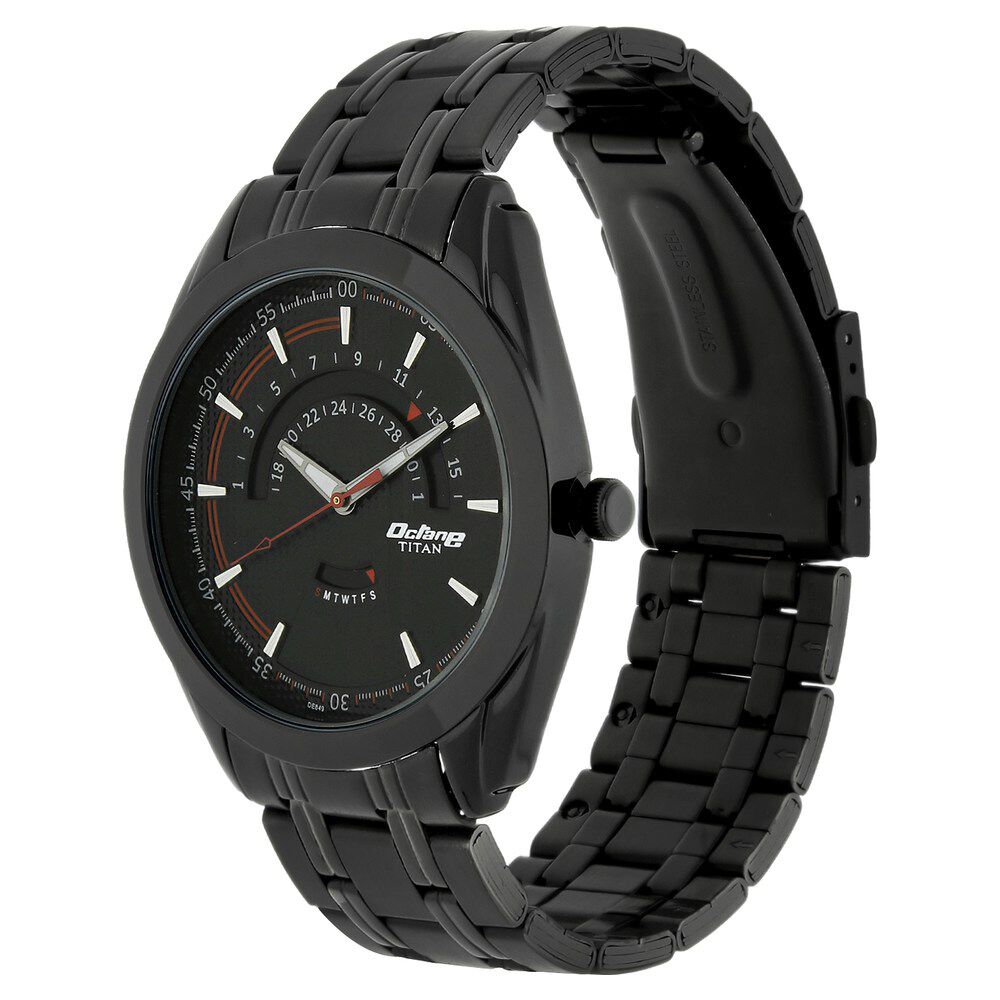 Titan Quartz Analog Black Dial Metal Strap Watch for Men-NS1582NM01