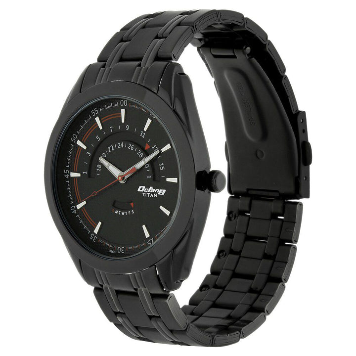 Titan Quartz Analog Black Dial Metal Strap Watch for Men-NS1582NM01