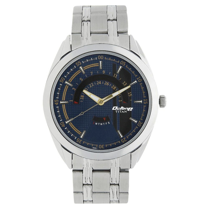 Titan Quartz Analog with Date Blue Dial Stainless Steel Strap Watch for Men-NM1582SM03