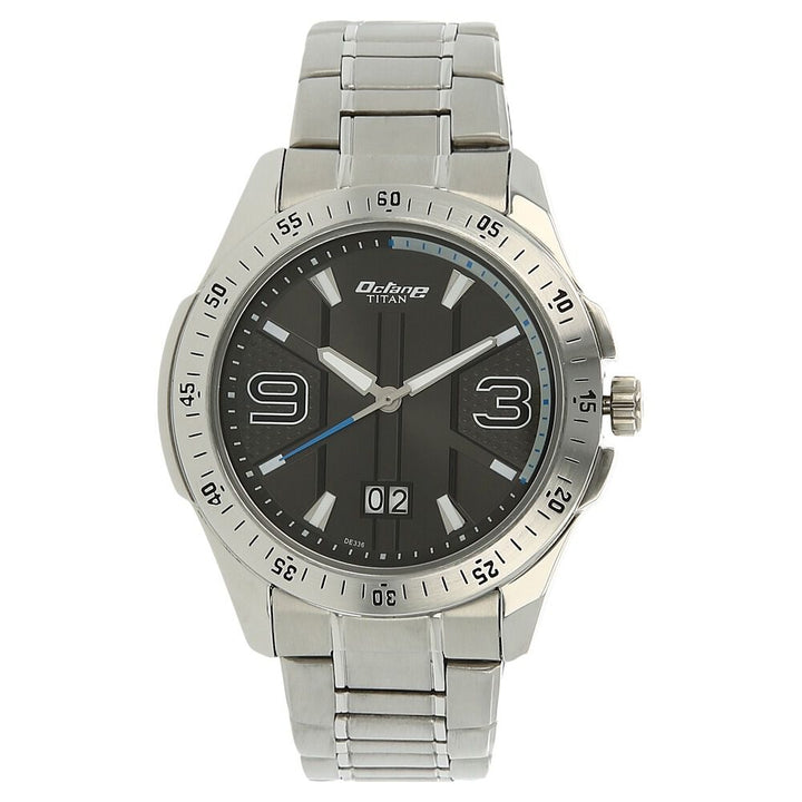 Titan Anthracite Dial Analog with Date Metal Strap watch for Men-NK1587SM05B
