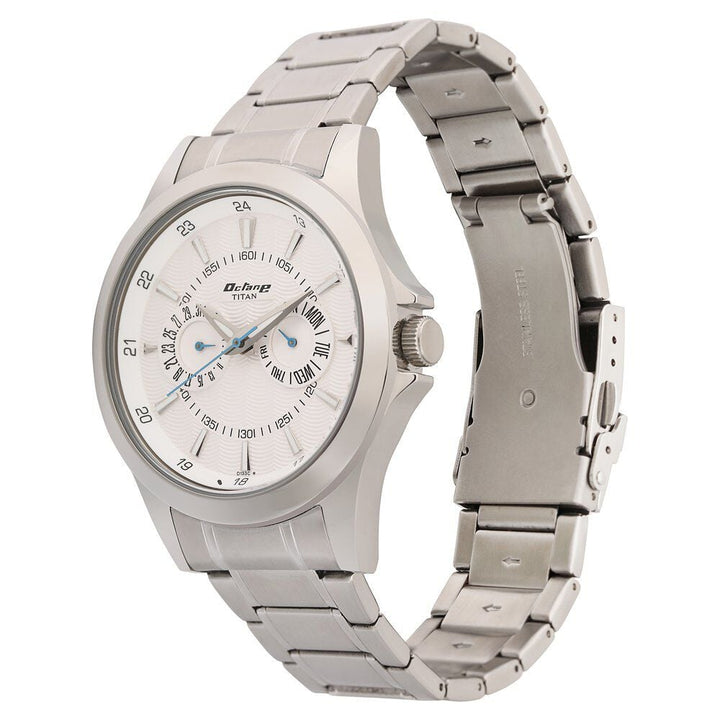 Titan Quartz Multifunction Silver Dial Stainless Steel Strap watch for Men