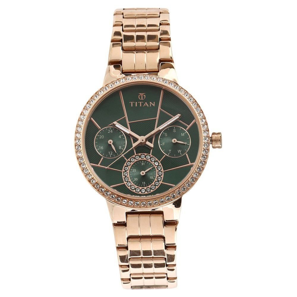 Titan Whimsy Green Dial Quartz Multifunction Metal Strap watch for Women - The Watch Factory ®