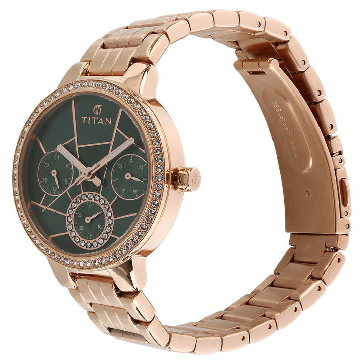 Titan Whimsy Green Dial Quartz Multifunction Metal Strap watch for Women - The Watch Factory ®