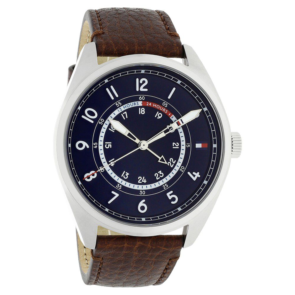Tommy Hilfiger Quartz Analog Brown Dial Leather Strap Watch for Men-TH1791371