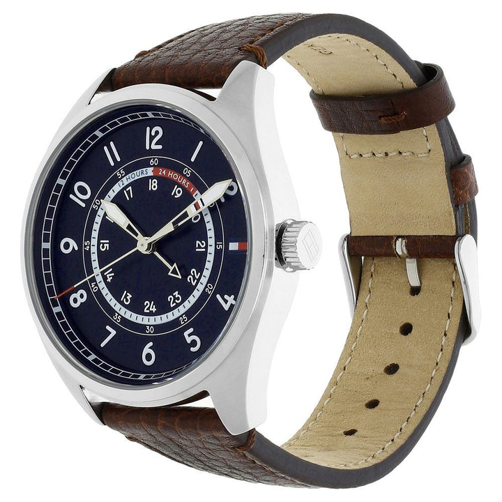 Tommy Hilfiger Quartz Analog Brown Dial Leather Strap Watch for Men-TH1791371