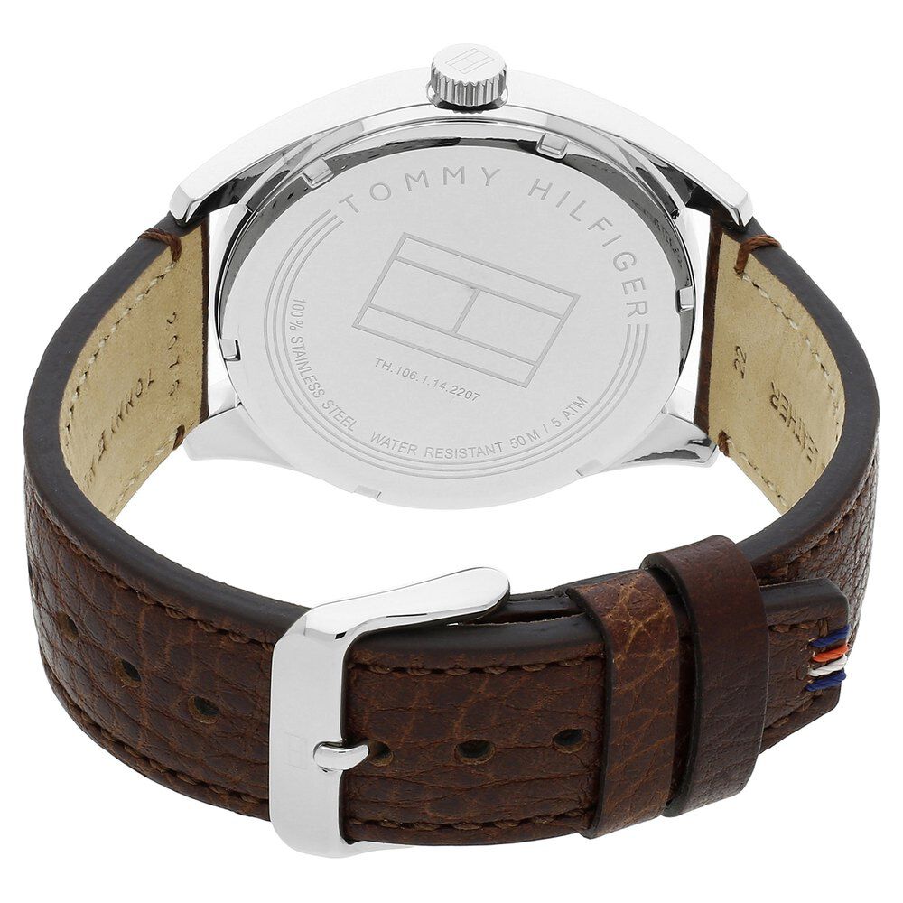 Tommy Hilfiger Quartz Analog Brown Dial Leather Strap Watch for Men-TH1791371