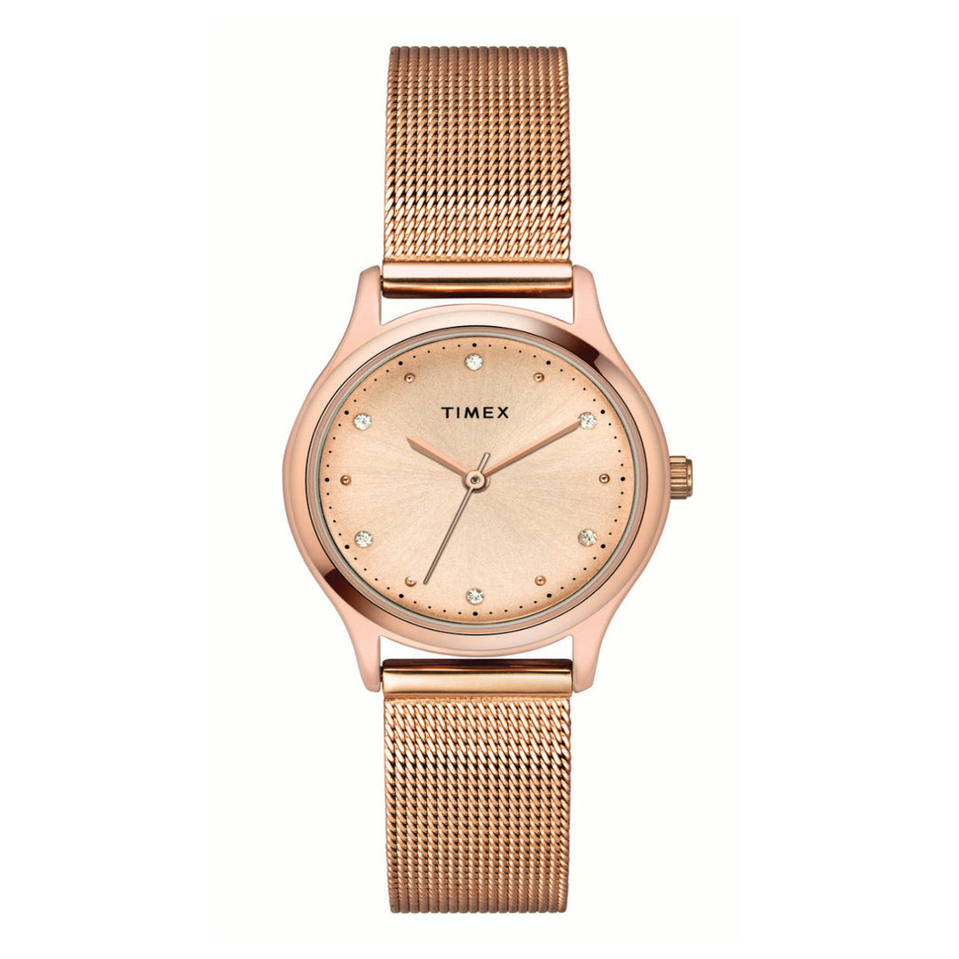Timex Classics Women's Rose Gold Dial Round Case 3 Hands Function Watch -TW0TL8710