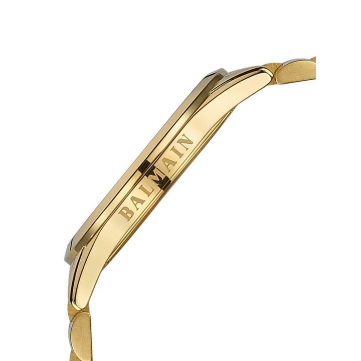 Balmain Men's Gold-Toned Stainless Steel Bracelet Analogue Watch with Grey Dial