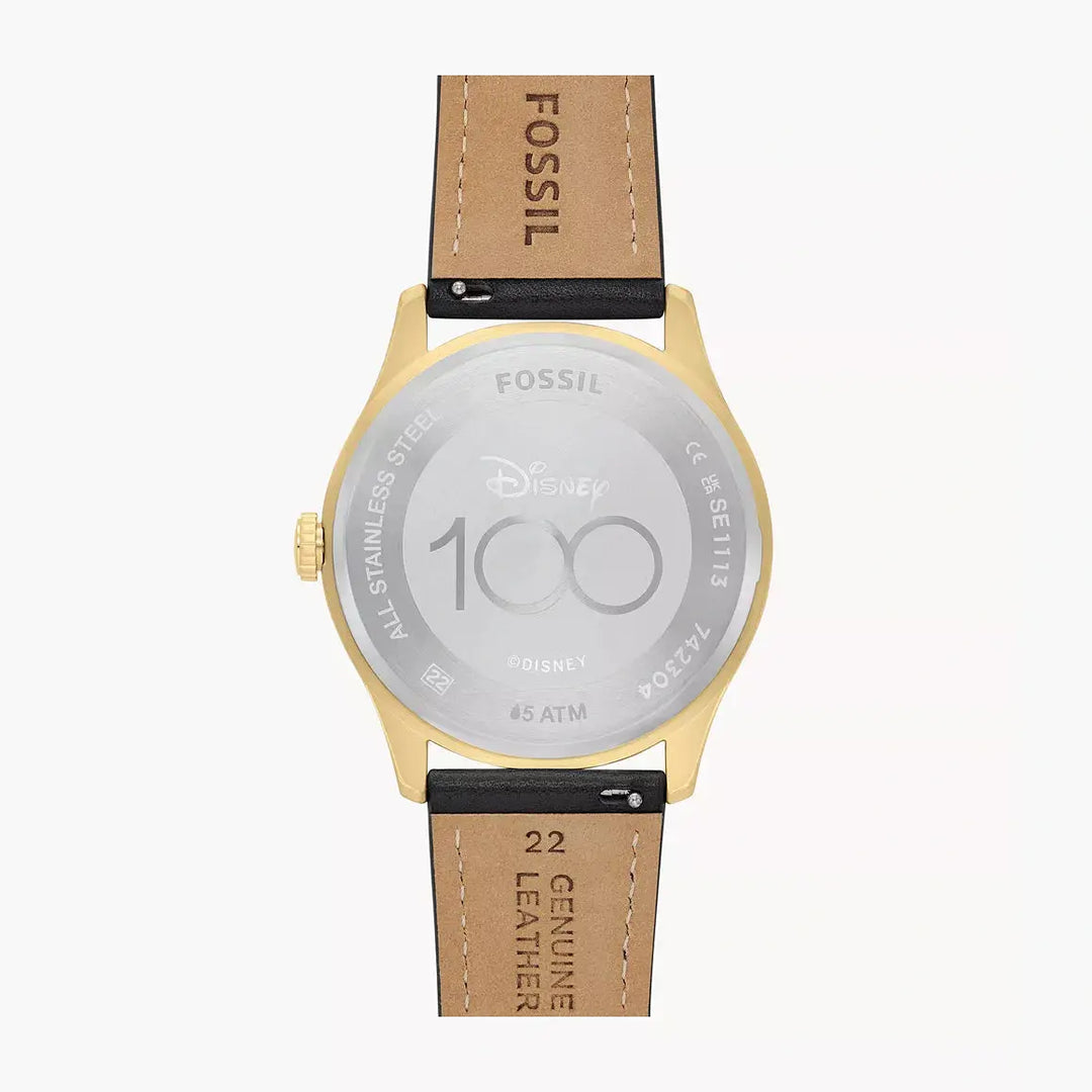 Fossil Disney Fossil Special Edition Three-Hand Black Leather Watch