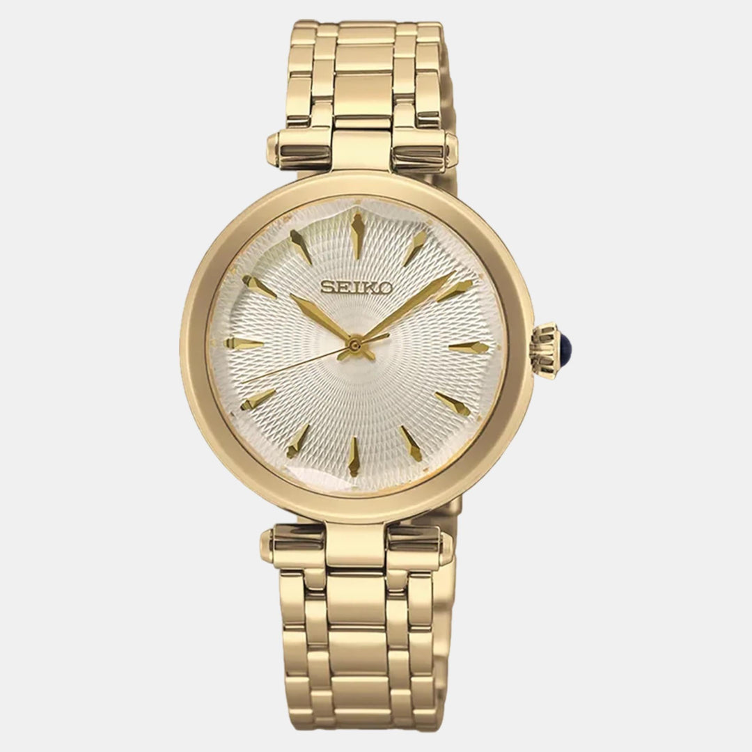 Seiko Dress Quartz Women Gold Dail Analog Stainless Steel Watch SRZ554P1