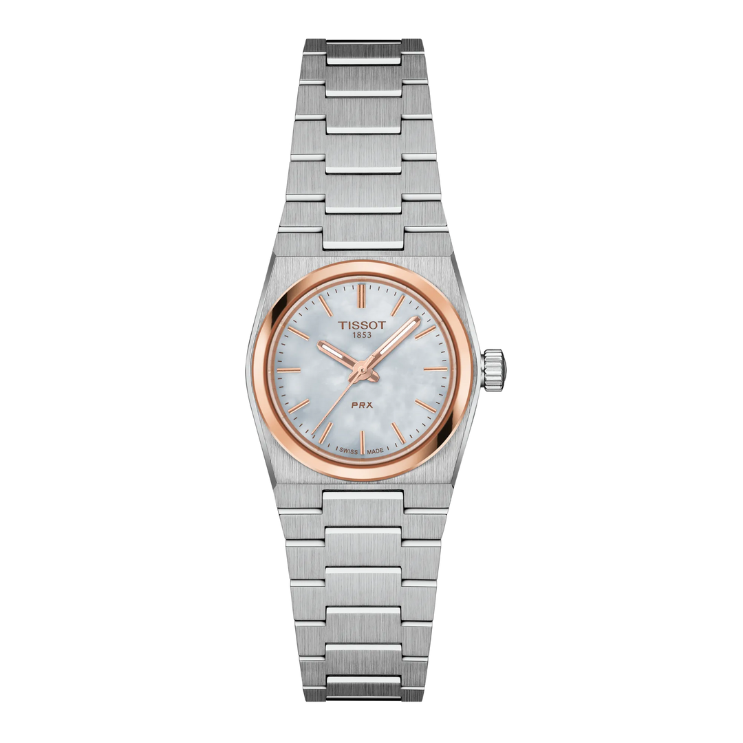 Tissot PRX 25mm Stylish Swiss Quartz Watch with Mother-of-Pearl Dial
