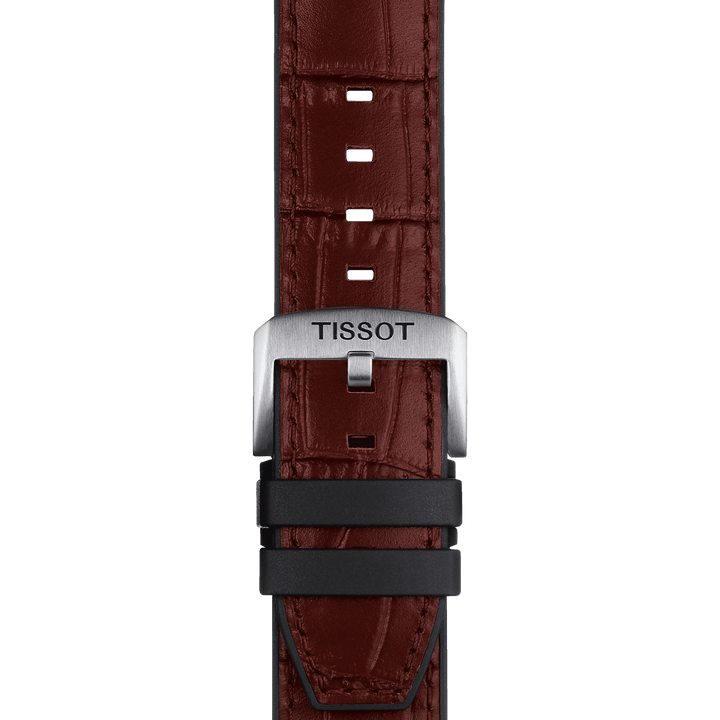 Tissot Official Brown Leather And Rubber Parts Strap Lugs 22 Mm T852.046.767