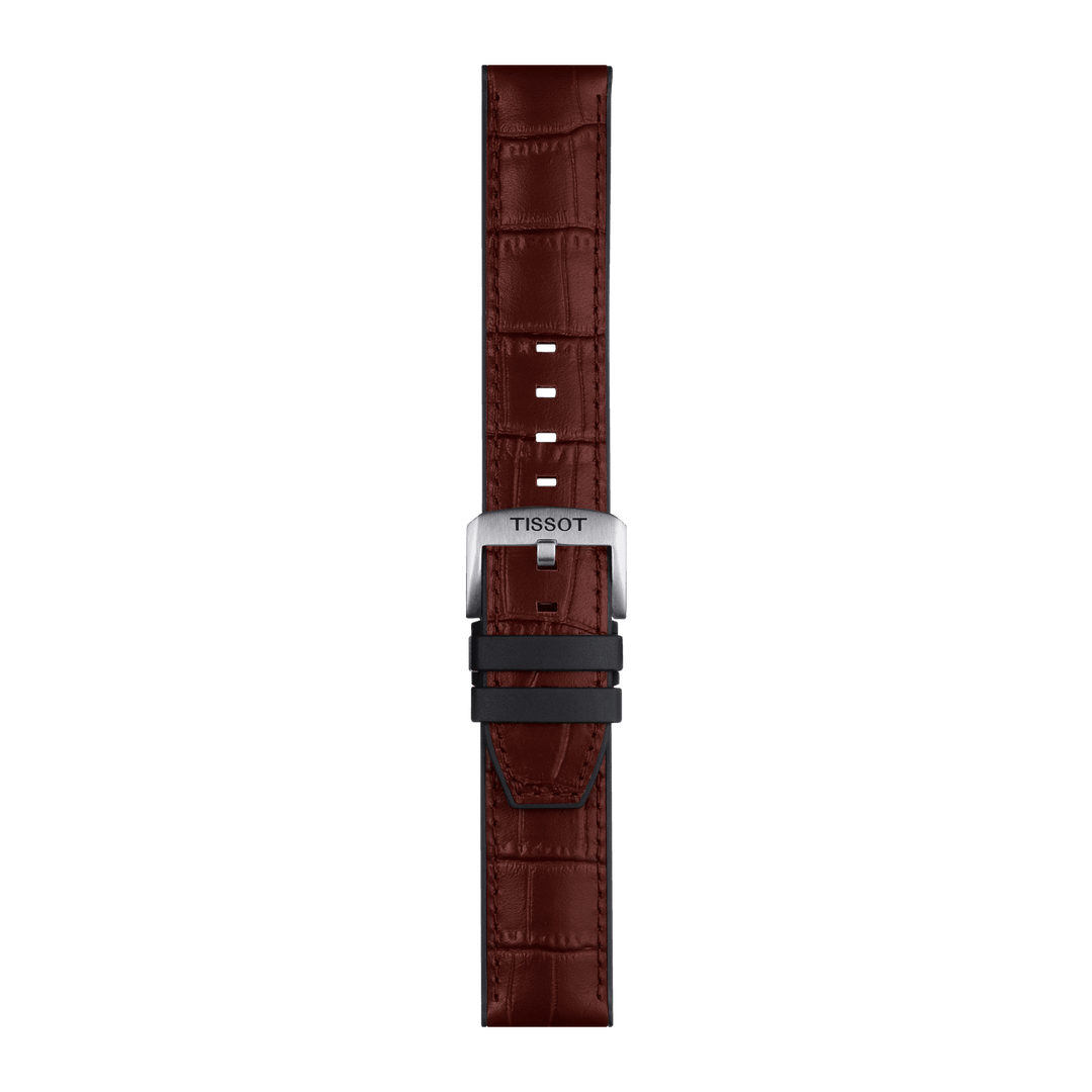 Tissot Official Brown Leather And Rubber Parts Strap Lugs 22 Mm T852.046.767