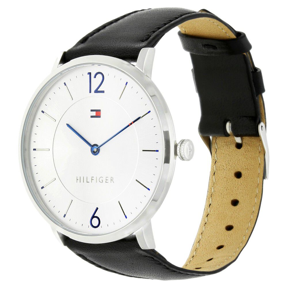 Tommy Hilfiger Quartz Analog Silver Dial Leather Strap Watch for Men-NCTH1710351W