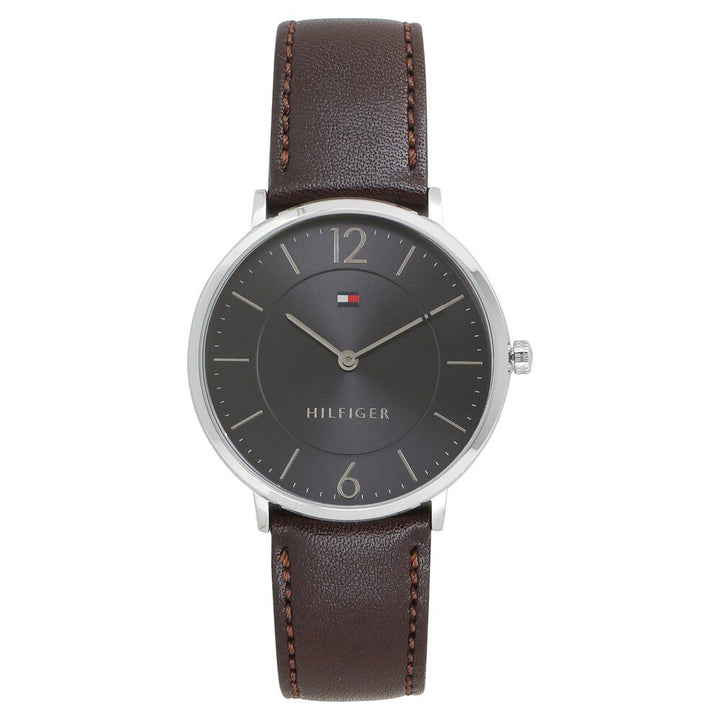 Tommy Hilfiger Quartz Analog Grey Dial Leather Strap Watch for Men-NCTH1710352W