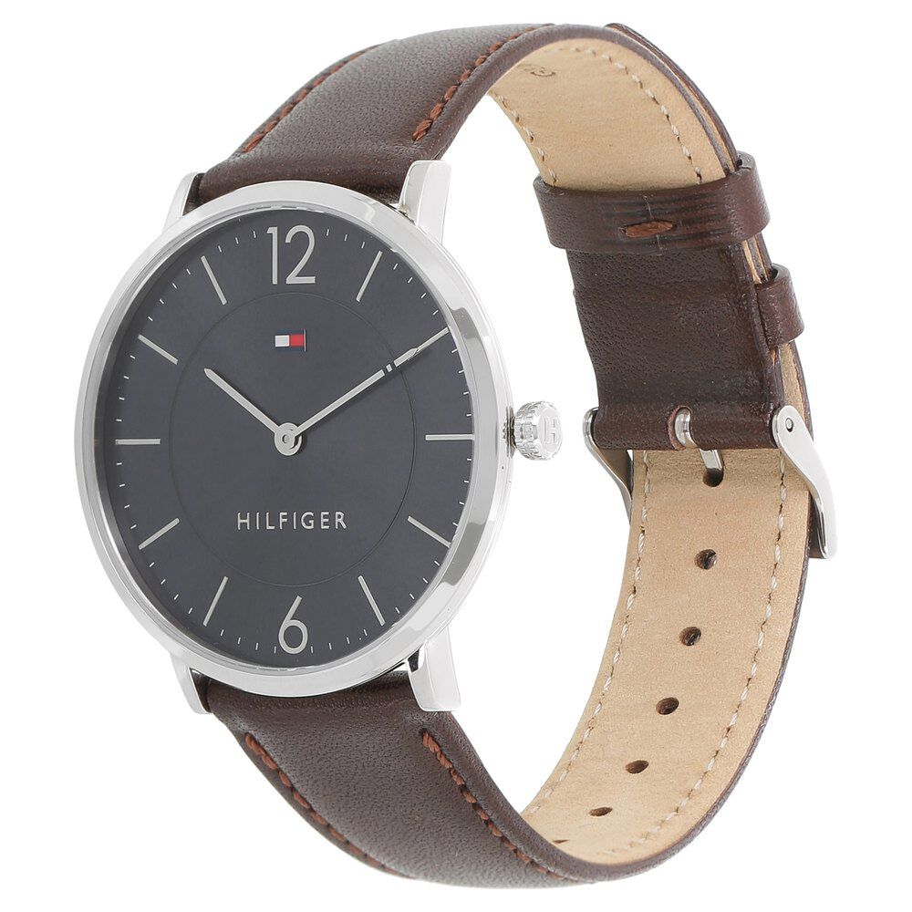 Tommy Hilfiger Quartz Analog Grey Dial Leather Strap Watch for Men-NCTH1710352W