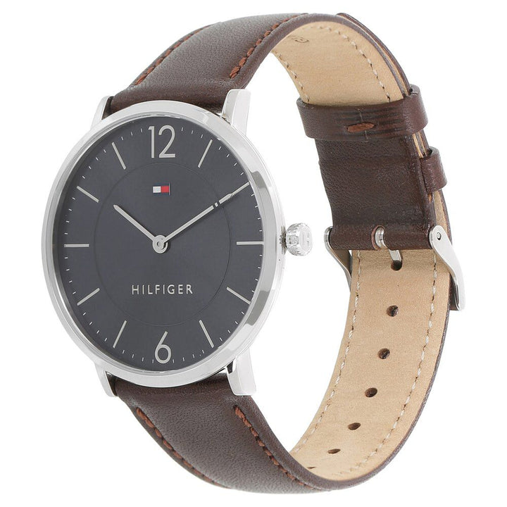 Tommy Hilfiger Quartz Analog Grey Dial Leather Strap Watch for Men-NCTH1710352W