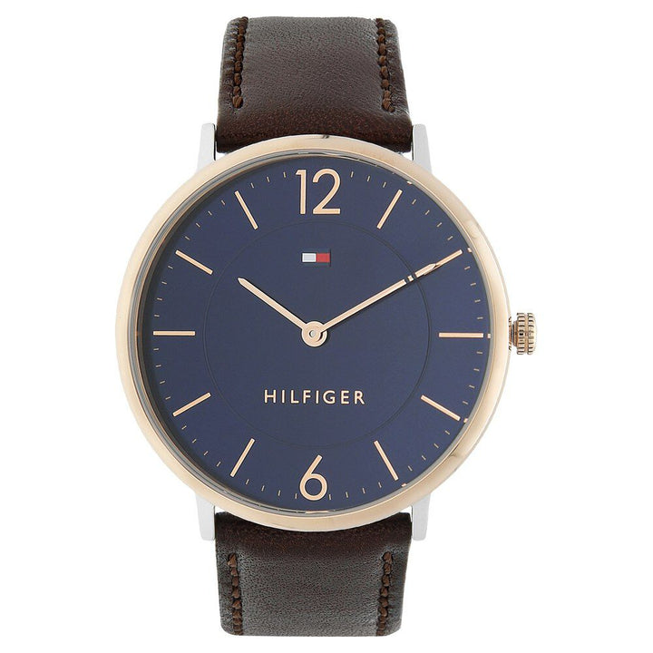 Tommy Hilfiger Quartz Analog Blue Dial Leather Strap Watch for Men-NCTH1710354W