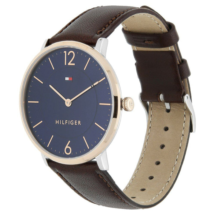 Tommy Hilfiger Quartz Analog Blue Dial Leather Strap Watch for Men-NCTH1710354W