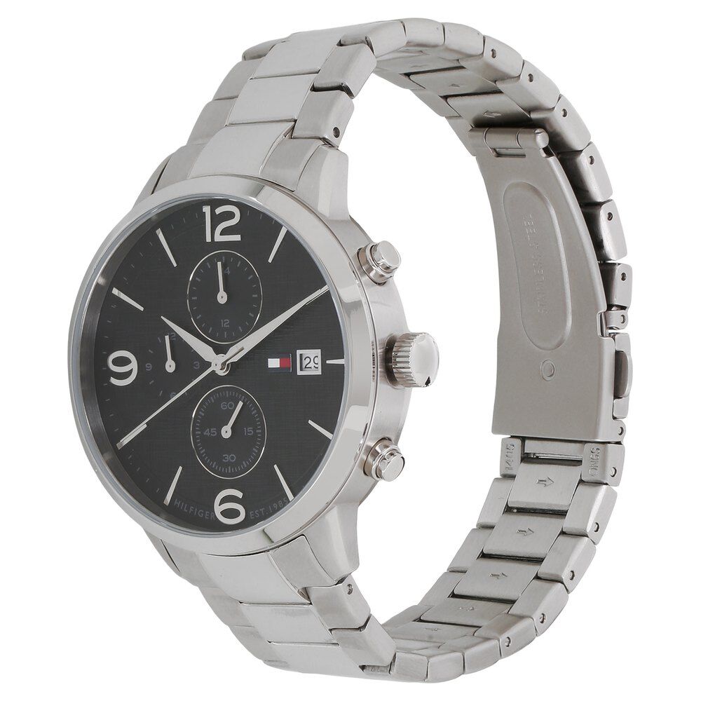 Tommy Hilfiger Quartz Multifunction Black Dial Metal Strap Watch for Men-NCTH1710356W