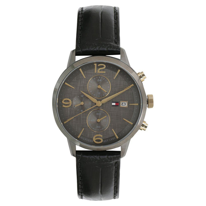 Tommy Hilfiger Quartz Analog Grey Dial Leather Strap Watch for Men-NCTH1710357
