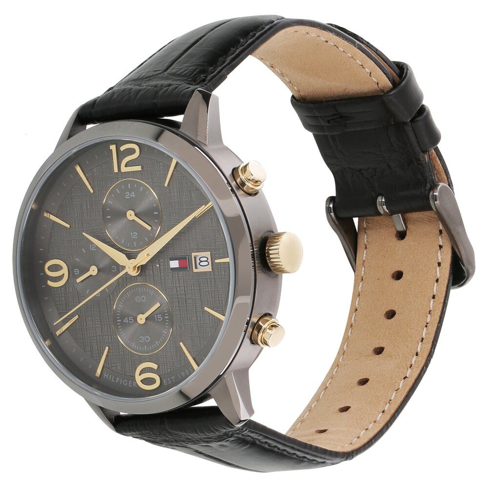 Tommy Hilfiger Quartz Analog Grey Dial Leather Strap Watch for Men-NCTH1710357