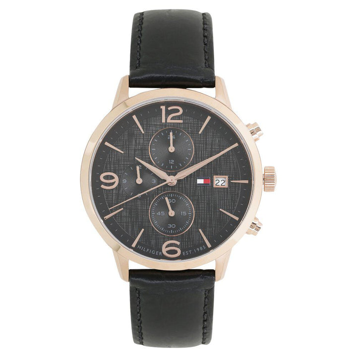 Tommy Hilfiger Quartz Analog Black Dial Leather Strap Watch for Men-NCTH1710358W