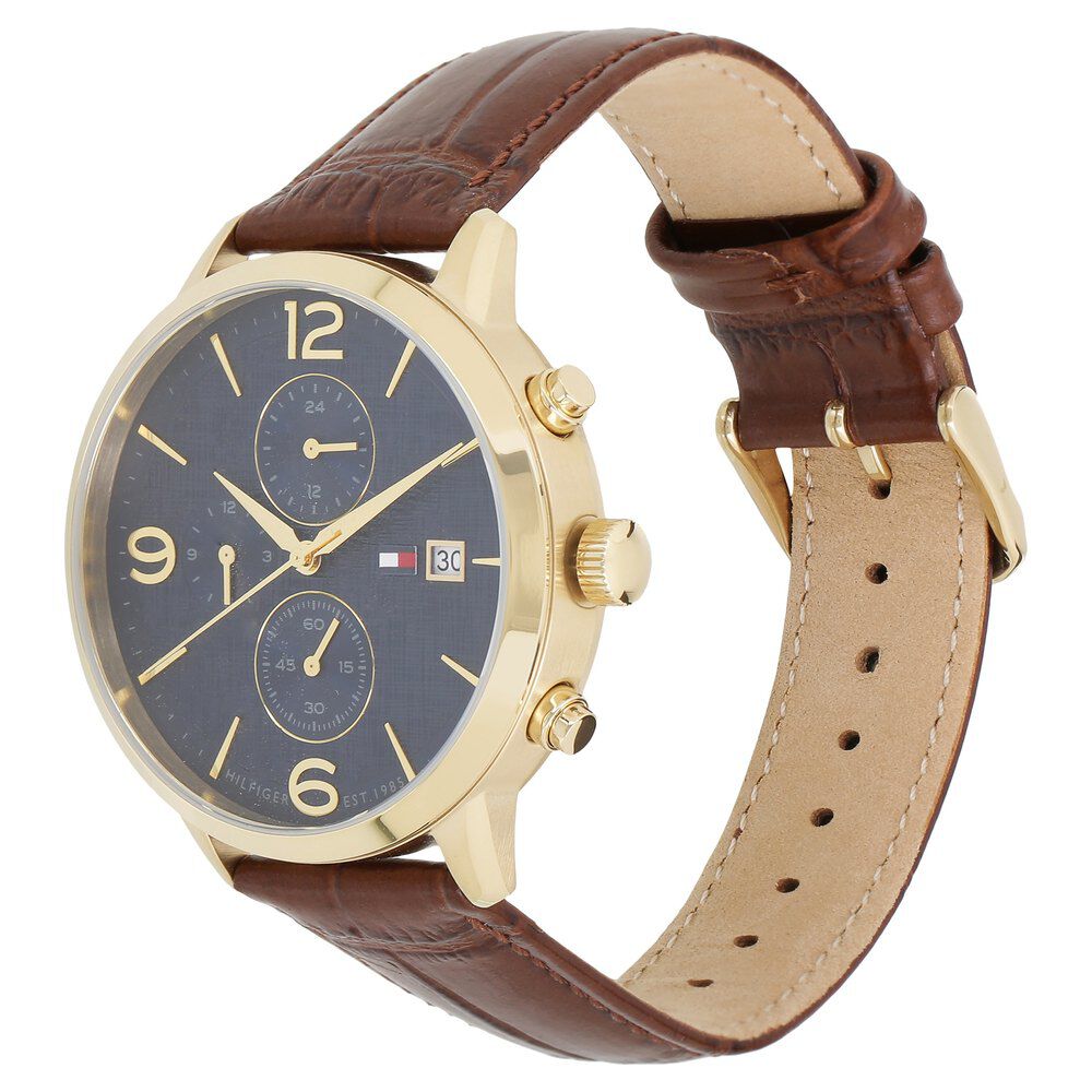 Tommy Hilfiger Quartz Analog Blue Dial Leather Strap Watch for Men-NCTH1710359