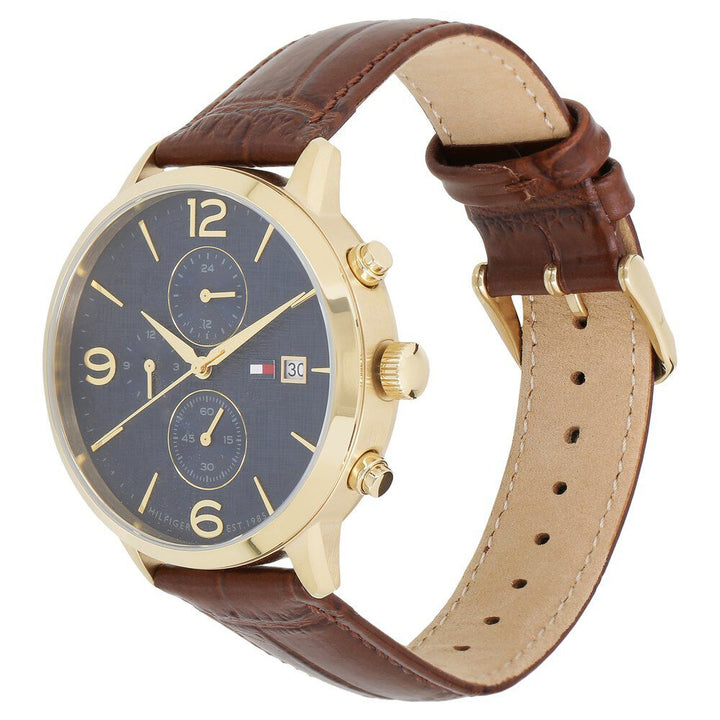 Tommy Hilfiger Quartz Analog Blue Dial Leather Strap Watch for Men-NCTH1710359