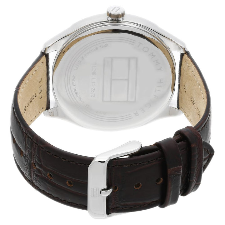 Tommy Hilfiger Quartz Analog with Day and Date White Dial Leather Strap Watch for Men-NCTH1710364
