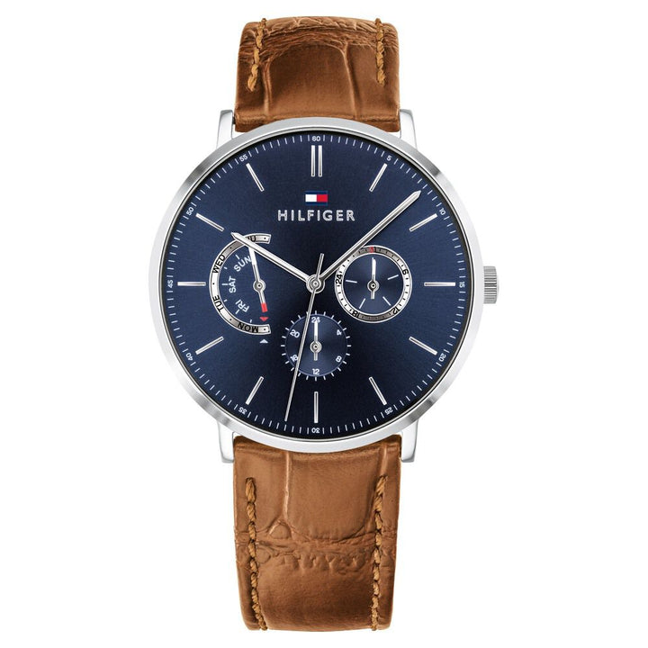 Tommy Hilfiger Quartz Analog Blue Dial Leather Strap Watch for Men-NCTH1710375W