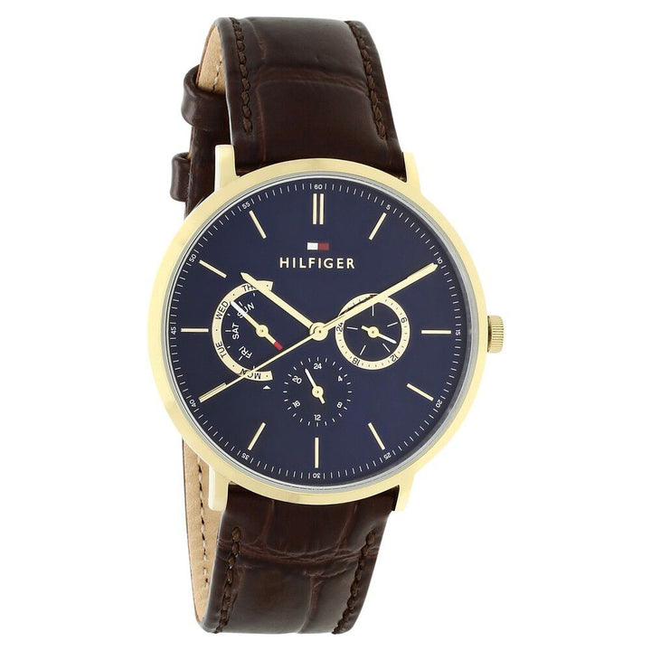 Tommy Hilfiger Quartz Analog Blue Dial Leather Strap Watch for Men-NCTH1710376W