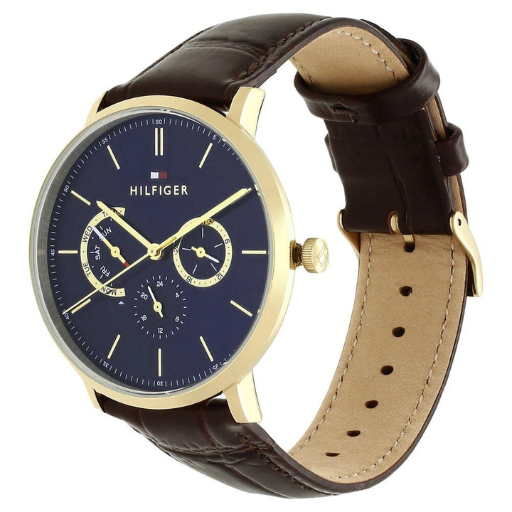 Tommy Hilfiger Quartz Analog Blue Dial Leather Strap Watch for Men-NCTH1710376W
