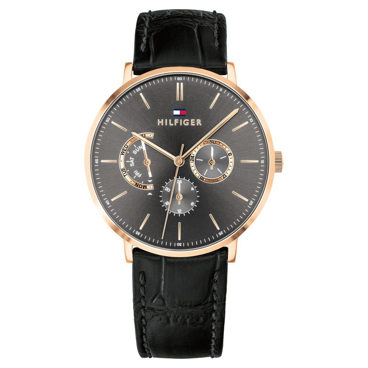 Tommy Hilfiger Quartz Analog Grey Dial Leather Strap Watch for Men-NCTH1710377W