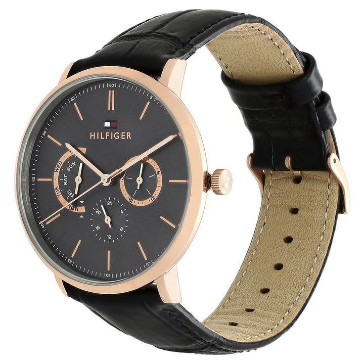 Tommy Hilfiger Quartz Analog Grey Dial Leather Strap Watch for Men-NCTH1710377W